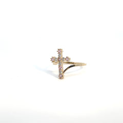 Pink CZ Cross Ring