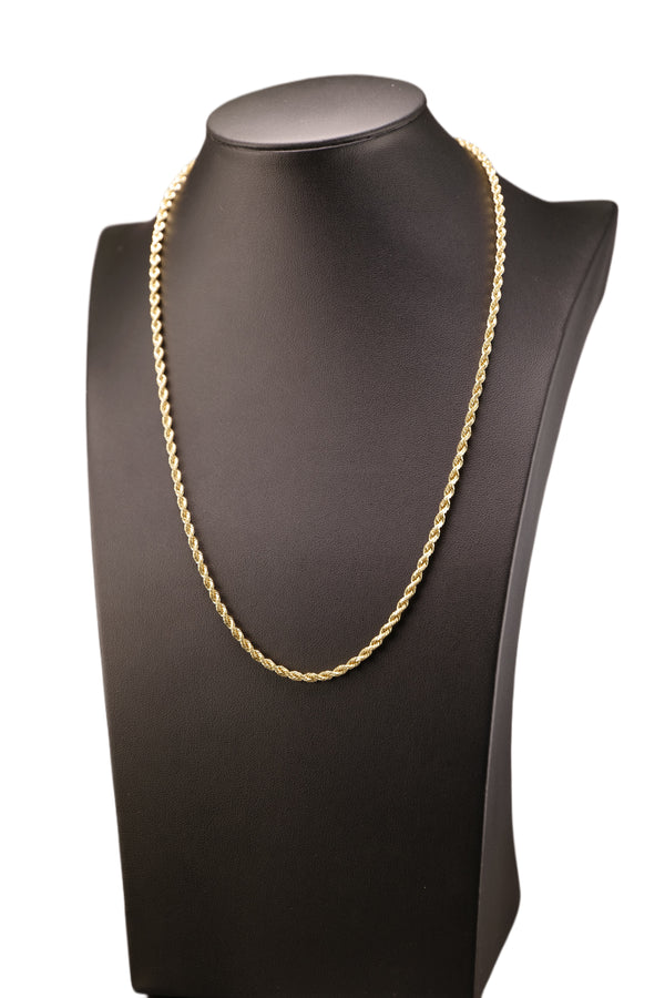 3mm Solid Rope Gold Chain