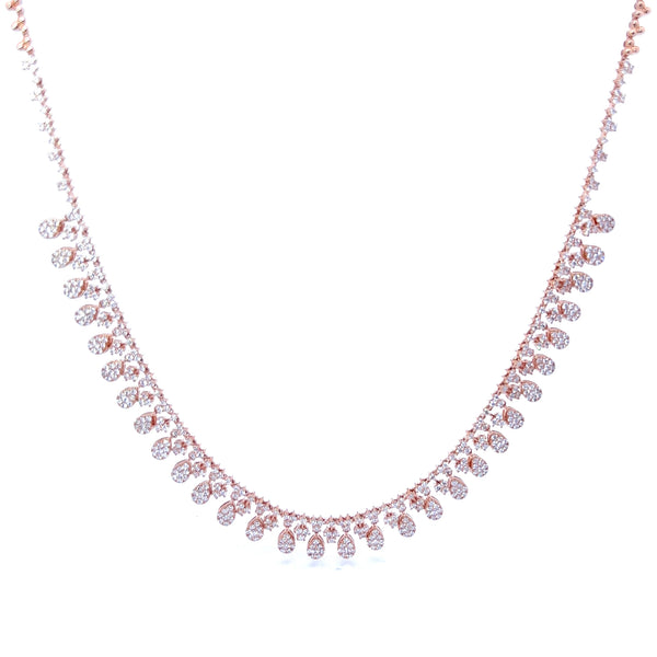 4.9ct Tear Drop Diamond Chocker - 14kt Rose Gold