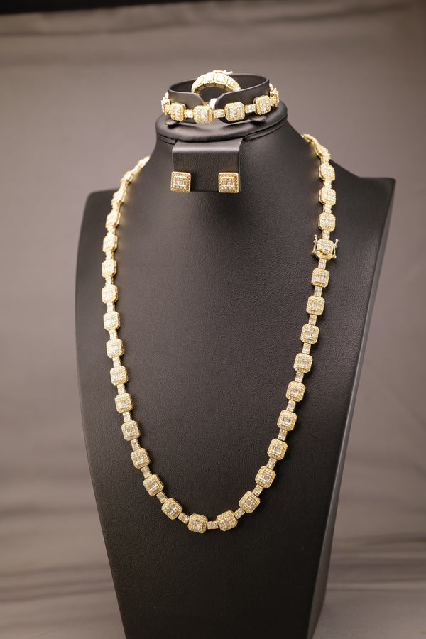 Square Natural Diamonds Baguette Chain