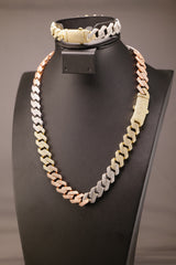 13mm CZ Tri-Color Edge Miami Cuban Chain