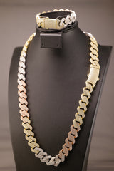 15mm CZ Tri-Color Edge Miami Cuban Chain